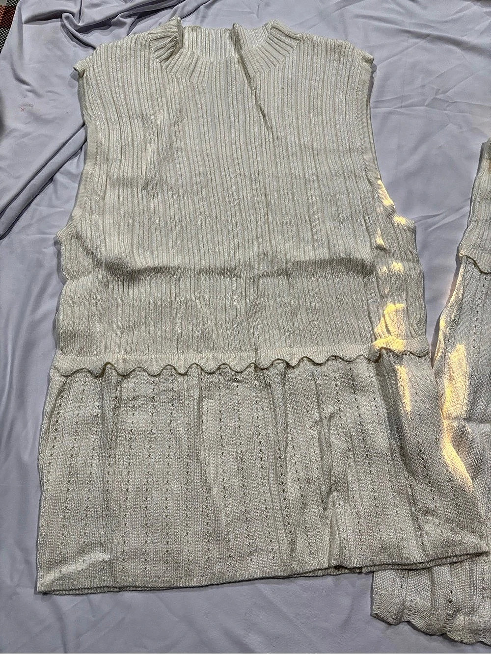Knit Mini Skirt Set in White Like New